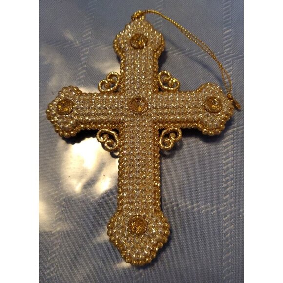 Set of 2 Elegant 4.5" Cross Glitter Ornament Window Hangar - Picture 4 of 4